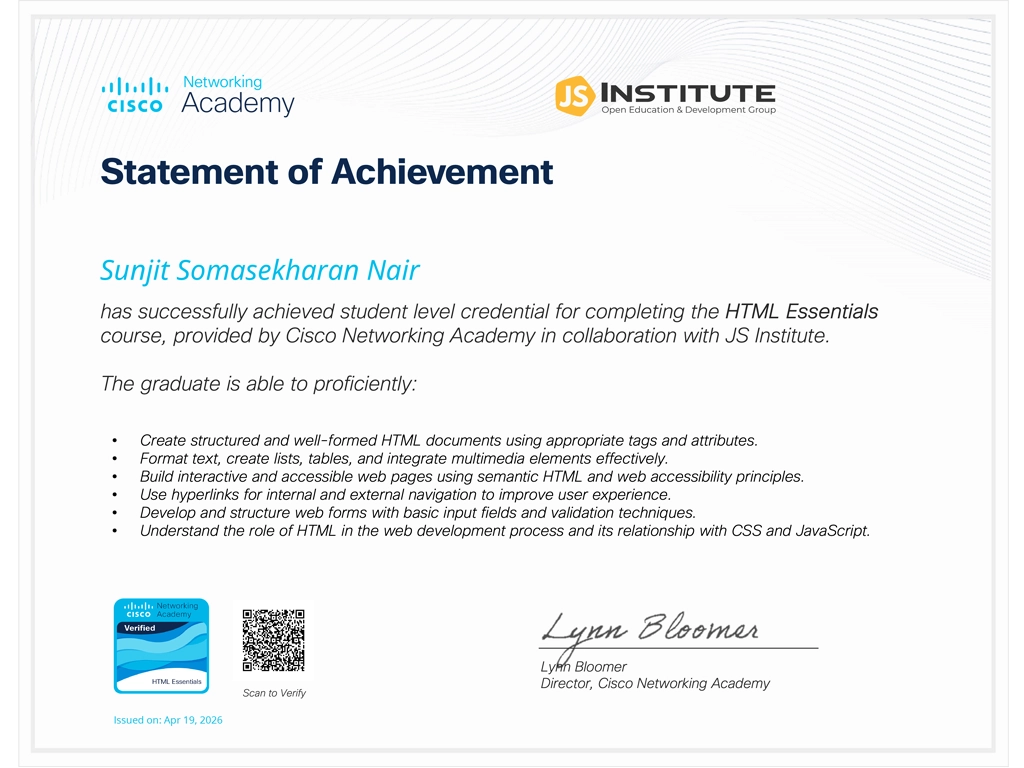 HTML Certificate